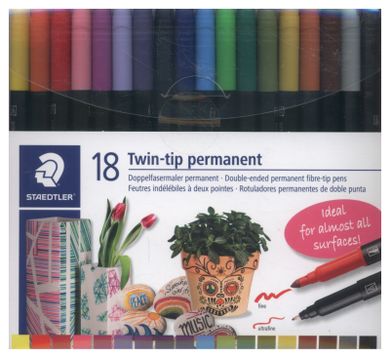 Staedtler Twin Tip Wodoodporne Flamastry Dwustronne Kolor W