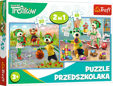 Trefl Rodzina Treflików puzzle 2w1 30 i 48 elementów smyk