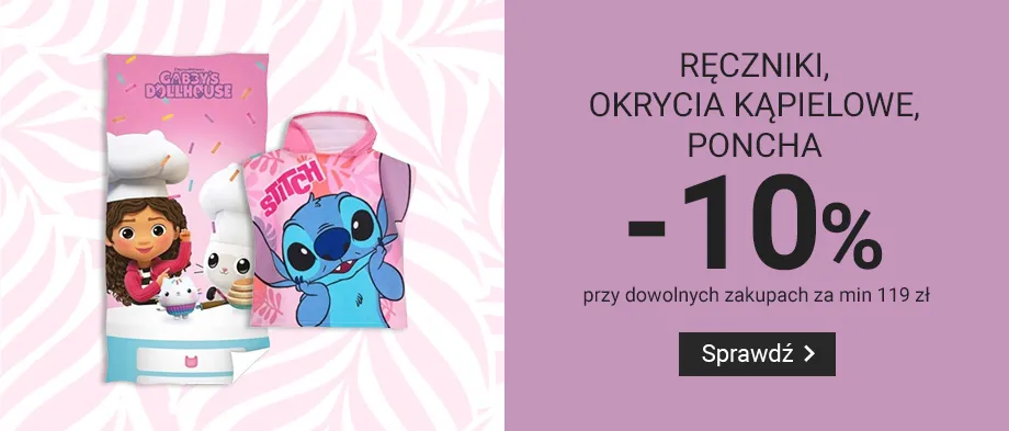 Ręczniki, okrycia kąpielowe, poncha -10% przy dowolnych zakupach za min 119 zł