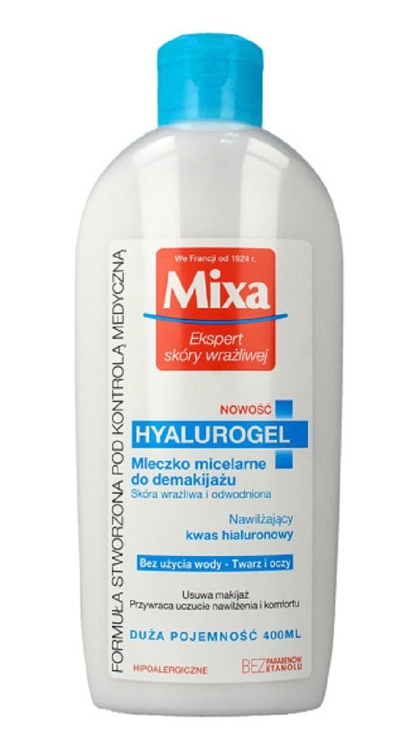 Mixa, Ekspert Skóry Wrażliwej Hyalurogel, mleczko micelarne do demakijażu, 400 ml