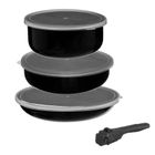 5five Simply Smart, zestaw: garnki z odpinaną rączką + silikonowe pokrywki, 6 elementów