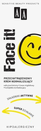 AA, Face it! przeciwtrądzikowy krem normalizujący, 40 ml