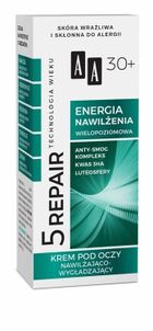 AA, Technologia Wieku, 5Repair 30+ Energia Nawilżenia, krem pod oczy nawilżająco-wygładzający, 15 ml