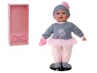 Adar, lalka z dźwiękiem, ubranko szaro-różowe, 40 cm