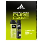 Adidas, Pure Game, zestaw prezentowy: dezodorant spray, 150 ml + żel pod prysznic 3w1, 250ml
