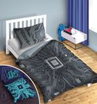 AI, Fluo, 2-częściowy komplet pościeli bawełnianej, świecąca w ciemności, 140-200 cm