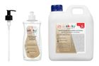 Akuku, zestaw: żel do mycia butelek i smoczków, 500 ml + zapas, 2 l + dozownik