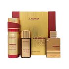 Al Haramain, Amber Oud Ruby Edition, zestaw: woda perfumowana, spray, 75 ml + woda perfumowana, spray, 30 ml + dezodorant, spray, 200 ml