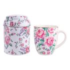 Altom design, Charlotta, zestaw prezentowy, kubek porcelanowy z puszką, 300 ml, jasny, 9-11,5 cm