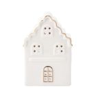 Altom Design, domek porcelanowy na t-light, 7-6-10,5 cm, biały ze złotą linią