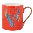 Altom Design, Exotic, kubek prosty ze złotym uchem, 300 ml, pióra, pomarańczowy