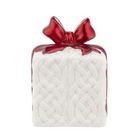 Altom Design, figurka porcelanowa, prezent z LED, czerwona kokardka, 8-8-10,5 cm