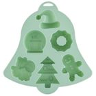 Altom Design, forma silikonowa do pieczenia ciasteczek dzwonek, 20,5-19,5-2,5 cm, szałwia