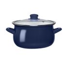 Altom Design, garnek emaliowany z pokrywą szklaną, granatowy, 2,71l