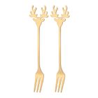 Altom Design, komplet 2 widelczyków z ozdobną końcówką, głowa renifera, złoty, color box