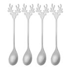 Altom Design, komplet 4 łyżeczek z ozdobną końcówką, głowa renifera, srebrny, color box