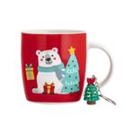 Altom Design, kubek, 380 ml, niedźwiadek z brelokiem choinka, 9-8 cm