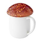 Altom Design, kubek ceramiczny w kształcie grzybka z rudą pokrywką w opasce, 500 ml