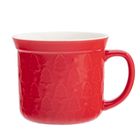 Altom Design, kubek duży prosty z rantem i tłoczeniem, 640 ml, choinki czerwone