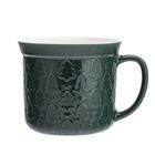Altom Design, kubek duży prosty z rantem i tłoczeniem, 640 ml, choinki zielone