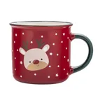 Altom Design, kubek z wywiniętym rantem i zielonym uchem, 400 ml, renifer