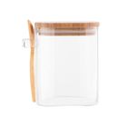 Altom Design, pojemnik kwadratowy z bambusową pokrywką i łyżeczką, borosilikat, 800 ml