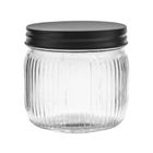 Altom Design, pojemnik szklany relief z pokrywą, czarny, 450 ml