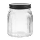 Altom Design, pojemnik szklany relief z pokrywą, czarny, 950 ml