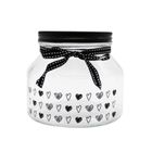 Altom Design, pojemnik szklany z czarną pokrywą i wstążką, serduszka, 1,5l