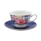 Altom Design, Róża, filiżanka ze spodkiem, granatowa, 220 ml