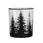 Altom Design, świecznik szklany,, 9-9-10 cm, granatowe choinki