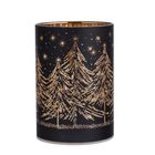 Altom Design, świecznik szklany, czarny LED, 8,5-12 cm, sosnowy las