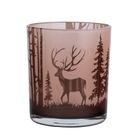 Altom Design, świecznik szklany, mleczny, renifer, 9-9-10 cm