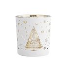 Altom Design, świecznik szklany, ze złotym wnętrzem, choinki i gwiazdki, 7-7-8 cm