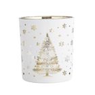 Altom Design, świecznik szklany, ze złotym wnętrzem, choinki i gwiazdki, 9-9-10 cm