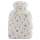 Altom Design, termofor w białym futerku, 1l, złote śnieżynki