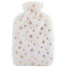 Altom Design, termofor w białym futerku, 2l, złote śnieżynki