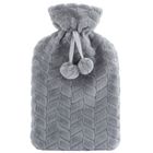 Altom Design, termofor w szarym futerku z pomponami, 1,5l