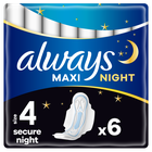 Always, Maxi Secure Night, podpaski ze skrzydełkami, rozmiar 4, x6