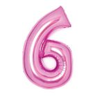 Amscan, balon foliowy, cyfra 6, różowa, 46-66 cm