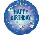Amscan, balon foliowy, holo Happy Birthday Kosmos, 46 cm