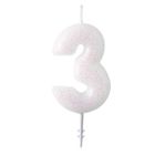 Amscan, świeczka cyferka 3, błyszcząca