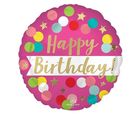 Anagram, balon foliowy, Birthday pink confetti, 46 cm