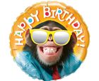 Anagram, balon foliowy, Smiling chimp Happy Birthday, 46 cm