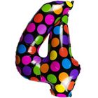 Arpex, balon foliowy, cyferka 4, w kropki