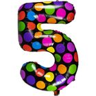Arpex, balon foliowy, cyferka 5, w kropki