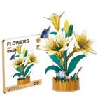 Askato, kwiatki lilie, drewniane puzzle 3D, 85 elementów