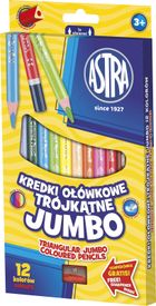 Astra, Jumbo, kredki ołówkowe trójkątne, 12 kolorów