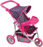 Baby Mix, wózek spacerowy dla lalek, trójkołowy, kropki, granatowy