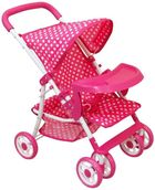 Baby Mix, wózek spacerowy dla lalek z tacką, kropki, różowy